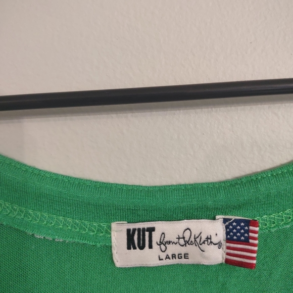 Womens Tunic Kut From The Kloth Short Sleeves Flowy Hi Low hem Green Size Large. - Picture 3 of 7